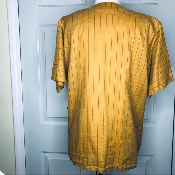 ‘80s Linen Oversize Double Breasted Summer Jacket Blazer Mustard Color Size L - Picture 6 of 11